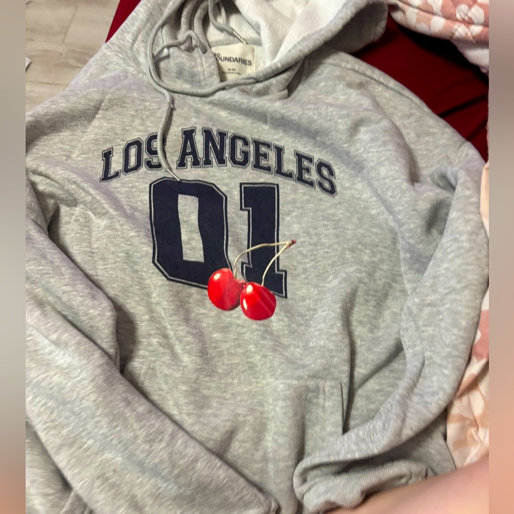 Gray Los Angeles Hoodie with Cherry Design